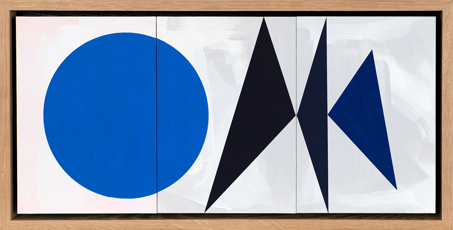 Triptych in Three Blues with Cerulean Blue Circle